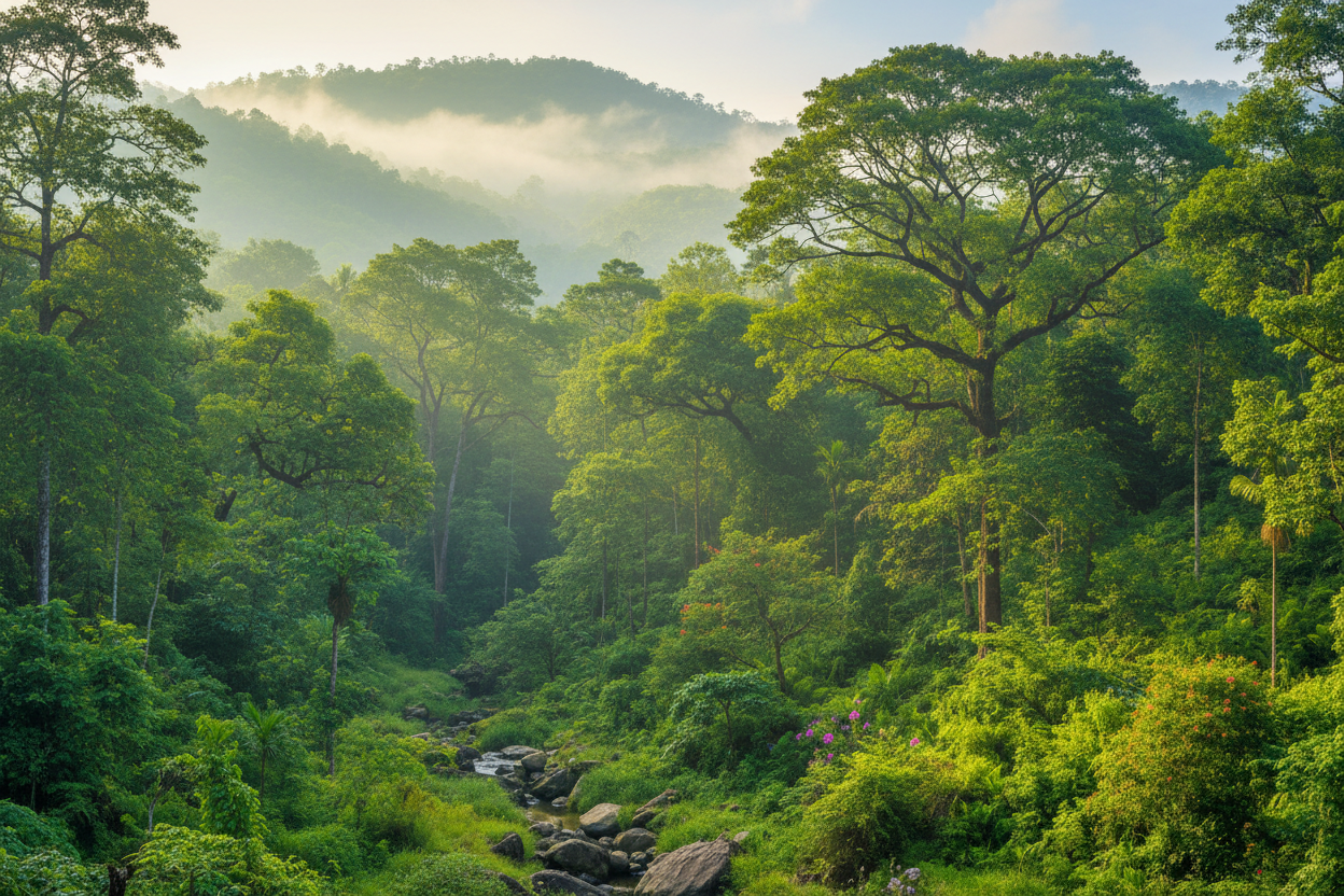 vibrant green wayanad forest landscape